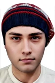 Erkek Kar Tanesi Desenli Örgü Triko Bere - 2