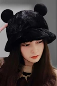 Kadın Sevimli Ayı Kulak Peluş Bucket Şapka thumbnail 1
