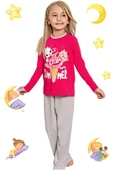 Kız Çocuk Pamuklu Uzun Kollu Desenli Pijama Takımı - 5