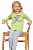 Kız Çocuk Pamuklu Uzun Kollu Desenli Pijama Takımı - 2