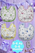 Bebek % 100 Cotton Arkası Muşambalı Su Geçirmez Renkli Mama Önlüğü 8'li Set 0-6 Ay - 1