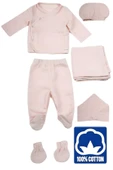 Bebek Yenidoğan Müslin Kumaş % 100 Organik Pamuklu Unisex Hastane Çıkışı 6'lı Set - 1