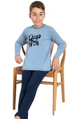 Erkek  Çocuk Pamuklu Uzun Kollu Desenli Pijama Takımı - 4