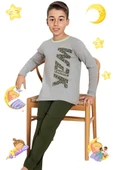 Erkek Çocuk Pamuklu Uzun Kollu Desenli Pijama Takımı - 1