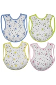 Bebek % 100 Cotton Arkası Muşambalı Su Geçirmez Renkli Mama Önlüğü 12'li Set 2-3 Yaş - 6