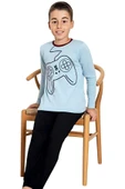 Erkek  Çocuk Pamuklu Uzun Kollu Desenli Pijama Takımı - 8