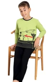 Erkek  Çocuk Pamuklu Uzun Kollu Desenli Pijama Takımı - 6