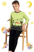 Erkek  Çocuk Pamuklu Uzun Kollu Desenli Pijama Takımı - 1