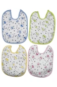 Bebek % 100 Cotton Arkası Muşambalı Su Geçirmez Renkli Mama Önlüğü 8'li Set 1-2 Yaş - 3
