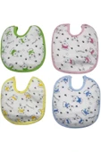 Bebek % 100 Cotton Arkası Muşambalı Su Geçirmez Renkli Mama Önlüğü 8'li Set 0-6 Ay - 6