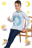 Erkek Çocuk Pamuklu Uzun Kollu Desenli Pijama Takımı - 3