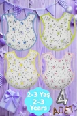 Bebek % 100 Cotton Arkası Muşambalı Su Geçirmez Renkli Mama Önlüğü 4'lü Set 2-3 Yaş - 7