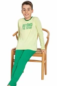 Erkek  Çocuk Pamuklu Uzun Kollu Desenli Pijama Takımı - 4