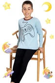 Erkek  Çocuk Pamuklu Uzun Kollu Desenli Pijama Takımı - 1