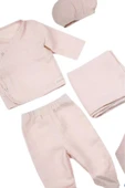 Bebek Yenidoğan Müslin Kumaş % 100 Organik Pamuklu Unisex Hastane Çıkışı 6'lı Set - 3