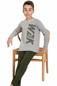 Erkek Çocuk Pamuklu Uzun Kollu Desenli Pijama Takımı - 4