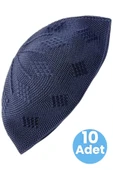 10'lu  Dokuma Örgü Desenli Takke Kaliteli Namaz Takkesi - 5