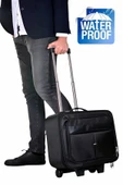 Çekçekli Orta Boy Lüx Kasalı Siyah Pilot, Evrak, Laptop, Notebook Çantası - 1