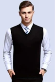 Erkek V Yaka Triko Tüylenmez Süveter Erkek Slim Fit Süveter - 4