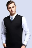 Erkek V Yaka Triko Tüylenmez Süveter Erkek Slim Fit Süveter - 2