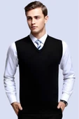 Erkek V Yaka Triko Tüylenmez Süveter Erkek Slim Fit Süveter - 6