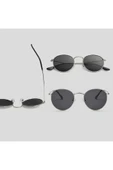 Round Metal Rose-Siyah Yuvarlak Erkek Güneş Gözlüğü thumbnail 2