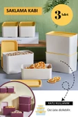 3'lü Erzak Bakliyat - Sarı Meyve Ve Yemek Sızdırmaz Set Saklama Kabı Dolap Düzenleyici Organizer - 1