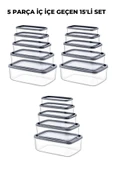 15'lİ Dikdörtgen Şeffaf Saklama Kabı Seti - 3