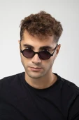 Siyah Yuvarlak Kemik Erkek Güneş Gözlüğü - 1
