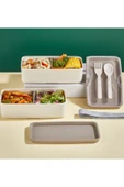 2 Kat Krem Yemek Saklama Kabı Beslenme Kutusu Seti - 2