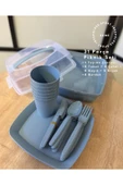 HOME Mavi 31 Parça Piknik Seti (6 Bardak, 6 Çatal, 6 Bıçak, 6 Tabak, 6 Kaşık, 1 Taşıma Çantası) - 1