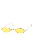Gold Metal Çerçeve Sarı Lens Elips Kadın Güneş Gözlüğü - 1
