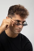 Minimal Retro Metal Elips Çerçeve Erkek Güneş Gözlüğü - 2