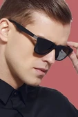 Polarize Lens Gümüş Çivi Detaylı Wayfarer Erkek Güneş Gözlüğü - 1