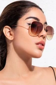 Tia Aviator Damla Model Metal Çerçeveli Rose-Kahve Kadın Güneş Gözlüğü - 1