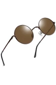 Zeda Yuvarlak Model Metal Çerçeve Kahverengi Kadın Güneş Gözlüğü thumbnail 1