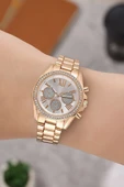 Taşlı Dekoratif Kadran Metal Kordon Rose Gold Kadın Kol Saati - 1