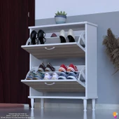 Modilayn UMAY Kapı Önü 72x90x25, 5 cm’ lik 2 Düşer Kapak 4 Göz Bölmeli Ayakkabılık - 3