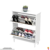 Modilayn UMAY Kapı Önü 72x90x25, 5 cm’ lik 2 Düşer Kapak 4 Göz Bölmeli Ayakkabılık - 5