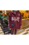 BORDO WALLEY BASKILI SWEATSHİRT - 1