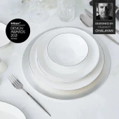 Karaca x Hussein Chalayan Streamline Sun Path New Bone 59 Parça 12 Kişilik Yemek Takımı Platin - 1