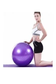 AŞÇIBAŞI TİCARET Mor Deluxe Pilates Topu + 25 cm Çift Yönlü Pompa 65 cm - 1