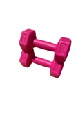 SHOPHANGAR Fuşya Pembe Plastik Köşeli 1kg 2 Adet Mini Plates Fitness Seti Mini Dambıl Seti - 3