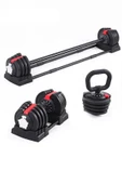 CKSPOR Ayarlanabilir 3 In 1 Dumbell Ağırlık Seti Dambıl Halter Set Kettlebell 19-20 Kg CKS171 - 1