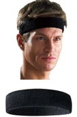 CKSPOR Unisex Havlu Ter Bandı Kafa Bandı Tenis Saç Bandı Headband Siyah - 1