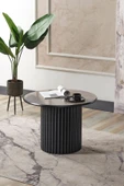 Kagu Boston Mdf Metal Orta Sehpa Gri Yuvarlak Ahşap Siyah Metal - 1