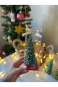 SUPERCUPP Dekoratif Geyik Figürlü Hediyelik Yılbaşı & Çam Ağacı & Mum Seti  - Gümüş - 2