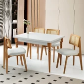 Yanlardan Açılır Smart Masa 4 Adet Kuzey Sandalye Naturel Takım thumbnail 6