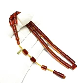 Zeyzun Usta İmzalı Çubuk Malzeme Kesme Model Sistemli 7-10mm Ateş Kehribar Tesbih - 1