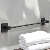 Plastik Havluluk Yapışkanlı Siyah Banyo Lavabo Mutfak Uzun Kağıt Bez Havlu Askısı Kağıtlık 39 cm thumbnail 3